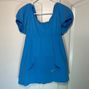 Y2K Pout Victorias Secret Blue Puff Sleeve Hoodie Mini Dress Womens Medium